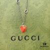 Gucci Gucci 925 Sterling Silver Interlocking Double G Enamel Red Heart Pendant Necklace