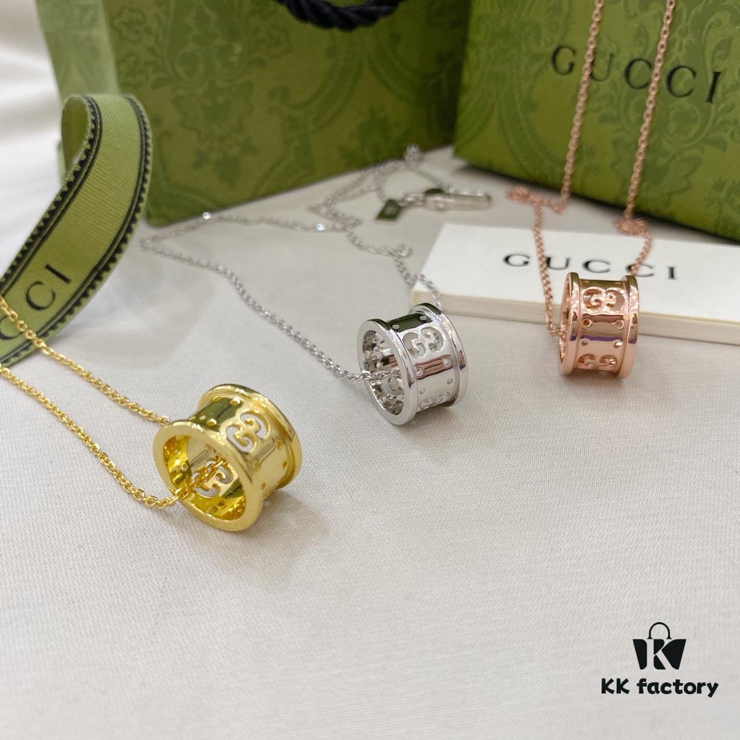 Gucci Gucci 925 Sterling Silver Double G Openwork Hourglass Necklace