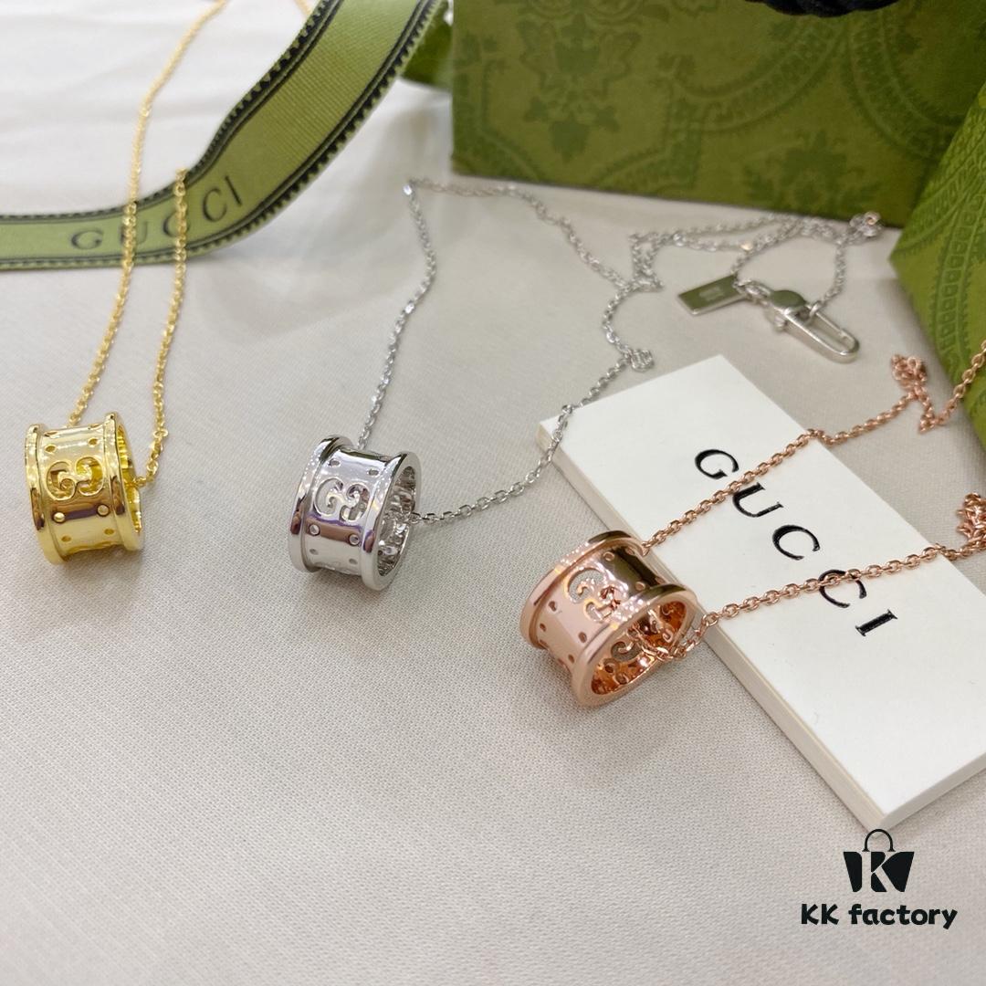 Gucci Gucci 925 Sterling Silver Double G Openwork Hourglass Necklace