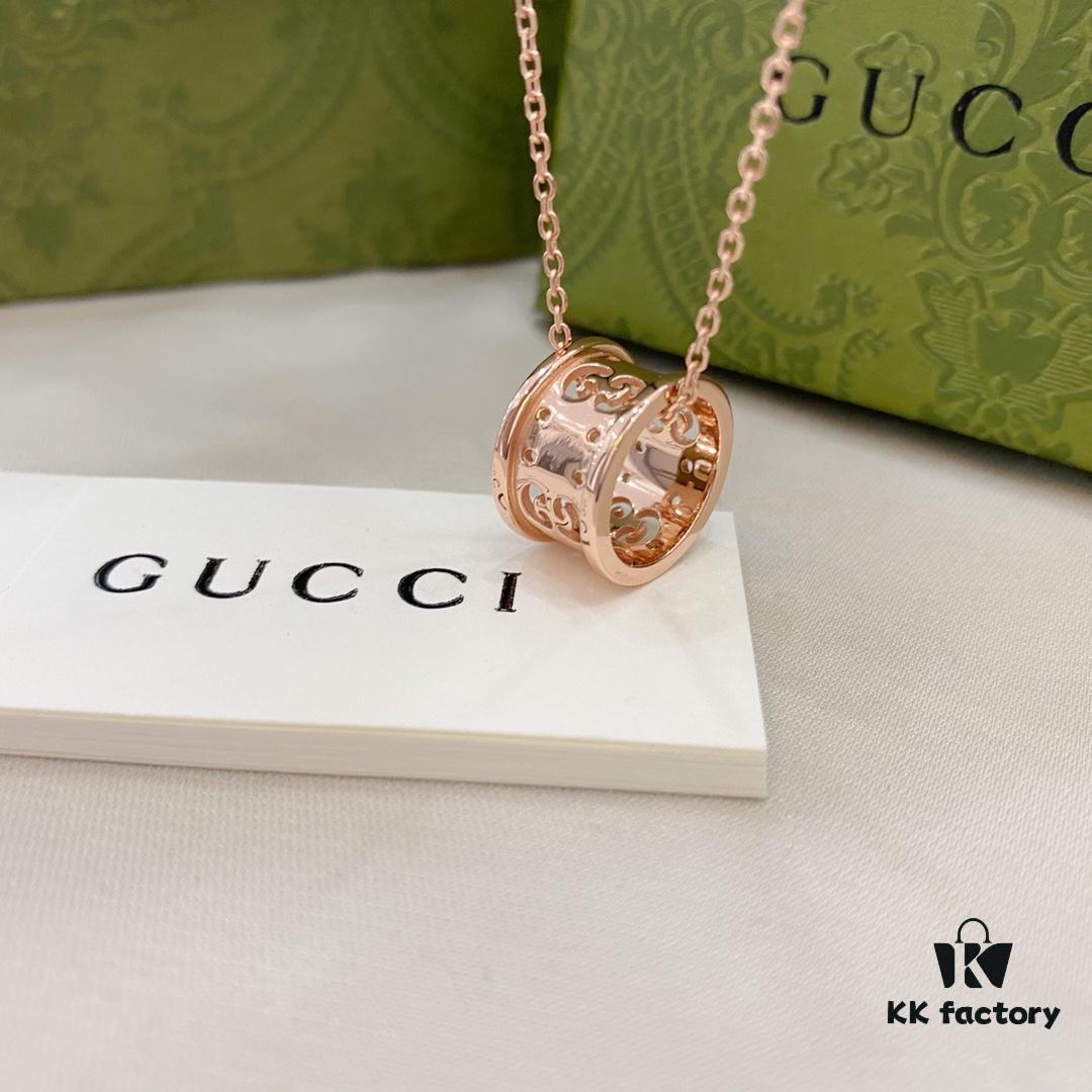 Gucci Gucci 925 Sterling Silver Double G Openwork Hourglass Necklace