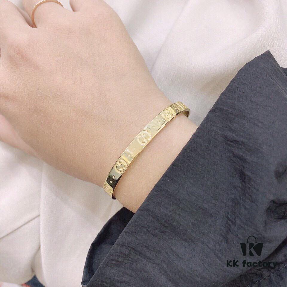 Gucci 925 Sterling Silver Double G Bracelet in White and Yellow Gold Tone