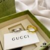 Gucci 925 Sterling Silver Double G Openwork Couple Ring