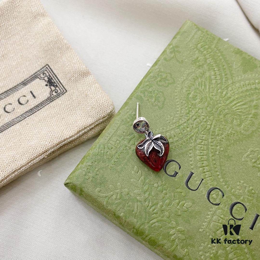 Gucci Gucci 925 Sterling Silver Double G Strawberry Single Stud Earring