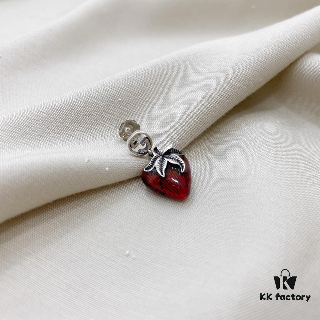 Gucci Gucci 925 Sterling Silver Double G Strawberry Single Stud Earring