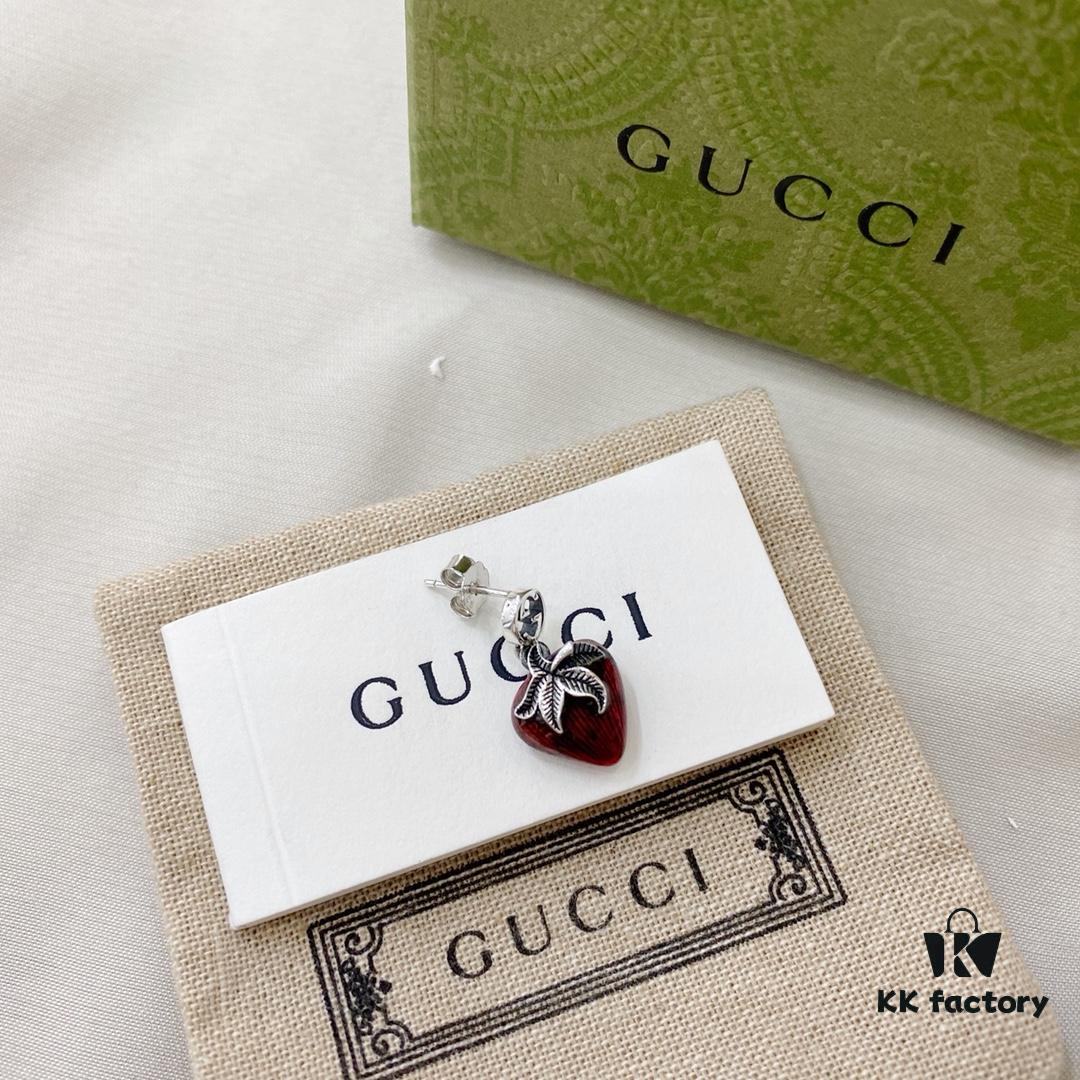Gucci Gucci 925 Sterling Silver Double G Strawberry Single Stud Earring