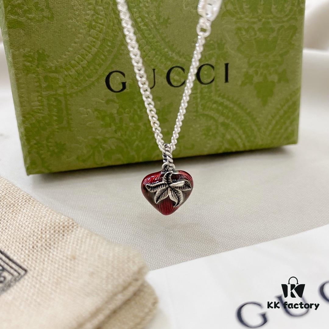 Gucci Gucci 925 Sterling Silver Double G Strawberry Necklace