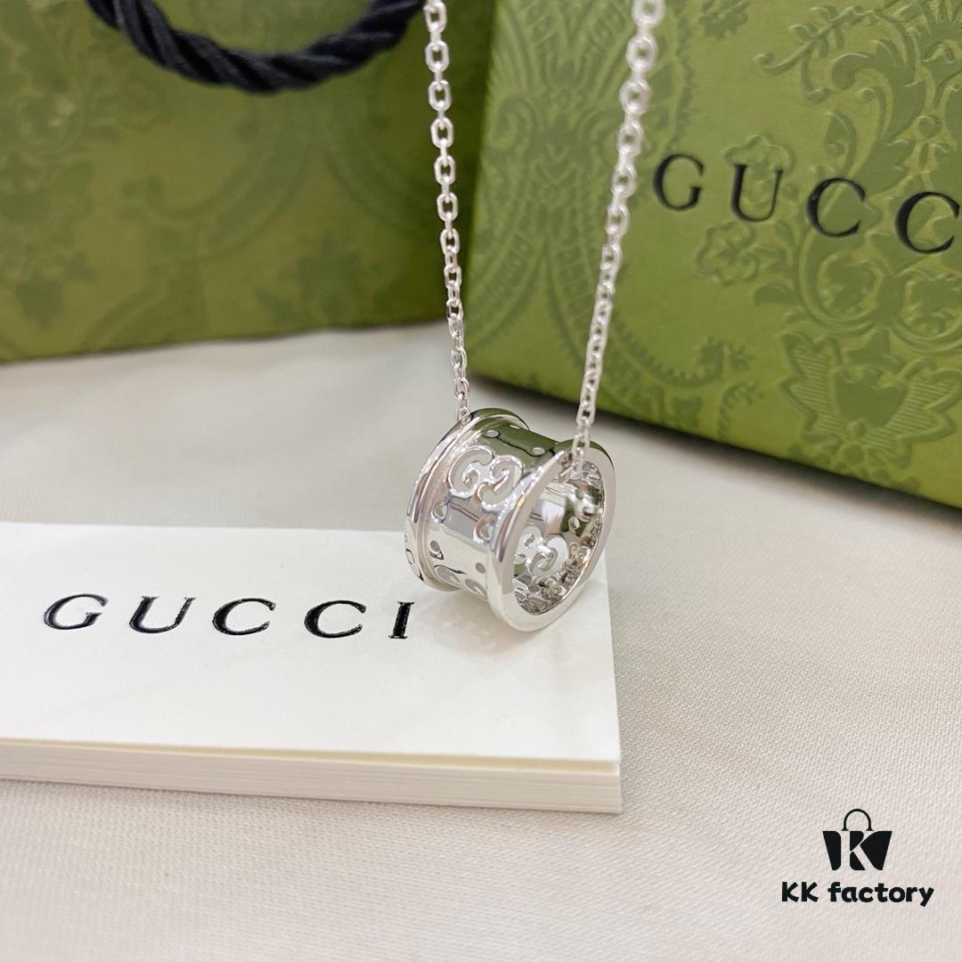 Gucci Gucci 925 Sterling Silver Double G Openwork Hourglass Necklace