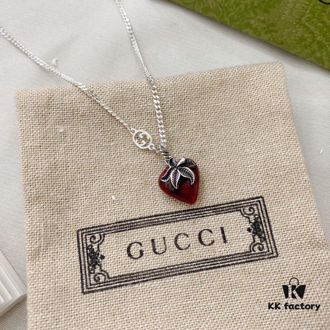 Gucci Gucci 925 Sterling Silver Double G Strawberry Necklace