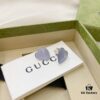 Gucci Gucci 925 Sterling Silver Double G Enamel Light Blue Heart Stud Earrings
