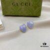 Gucci Gucci 925 Sterling Silver Double G Enamel Light Blue Heart Stud Earrings