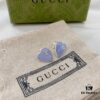 Gucci Gucci 925 Sterling Silver Double G Enamel Light Blue Heart Stud Earrings