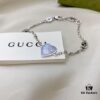 Gucci Gucci 925 Sterling Silver Interlocking Double G Enamel Light Blue Bracelet
