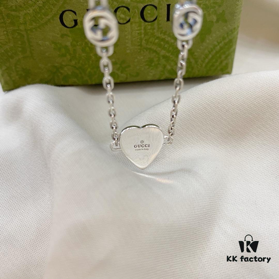 Gucci Gucci 925 Sterling Silver Interlocking Double G Enamel Light Blue Bracelet