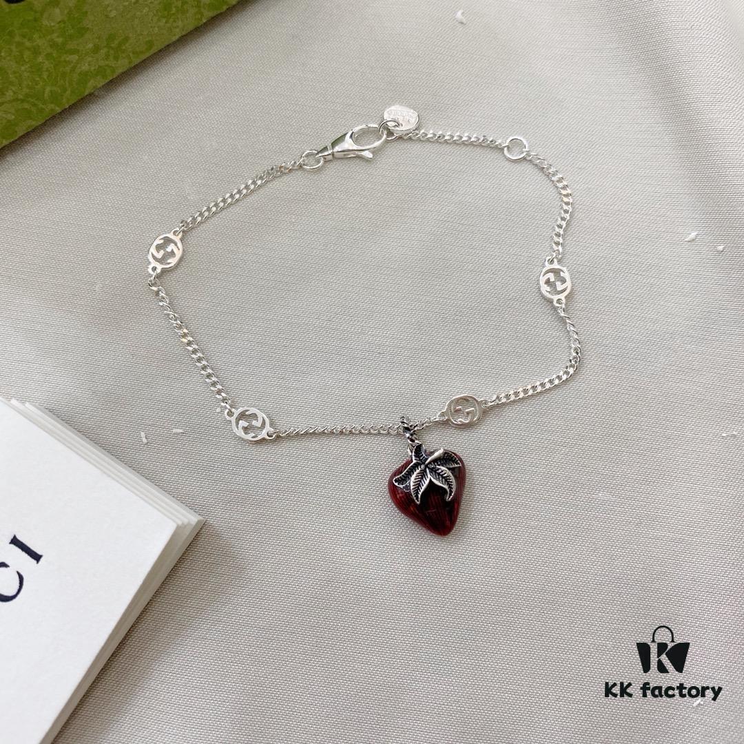 Gucci Gucci 925 Sterling Silver Double G Strawberry Bracelet