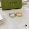 Gucci Gucci 925 Sterling Silver Icon Series Platinum 18K Double G Narrow Ring