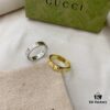 Gucci Gucci 925 Sterling Silver Icon Series Platinum 18K Double G Narrow Ring
