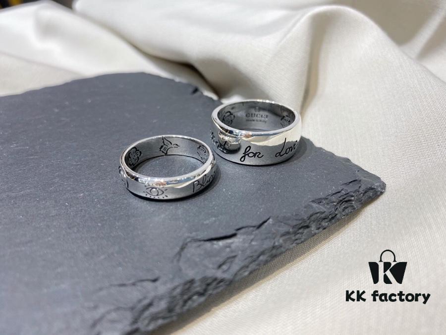 Gucci 925 Sterling Silver Love Fearless Couple Ring