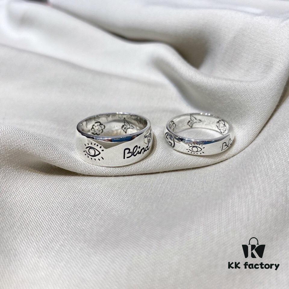 Gucci 925 Sterling Silver Love Fearless Couple Ring