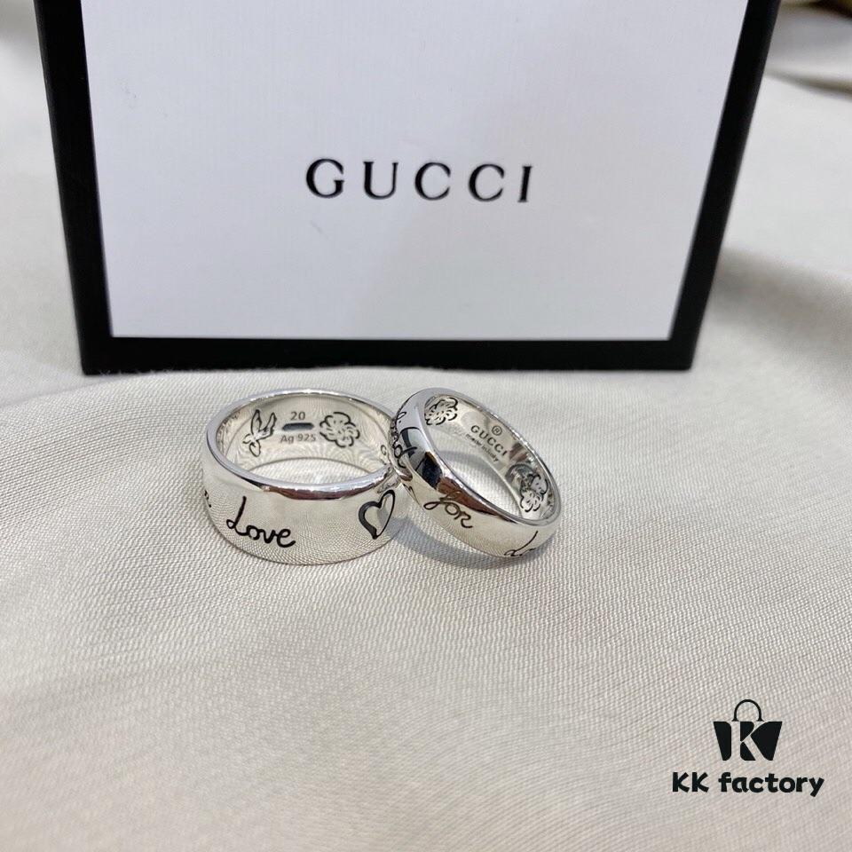 Gucci 925 Sterling Silver Love Fearless Couple Ring