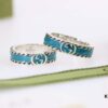 Qixi Gift Selection 💜 Gucci Retro Style Double G Green Enamel Couple Ring