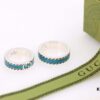Qixi Gift Selection 💜 Gucci Retro Style Double G Green Enamel Couple Ring