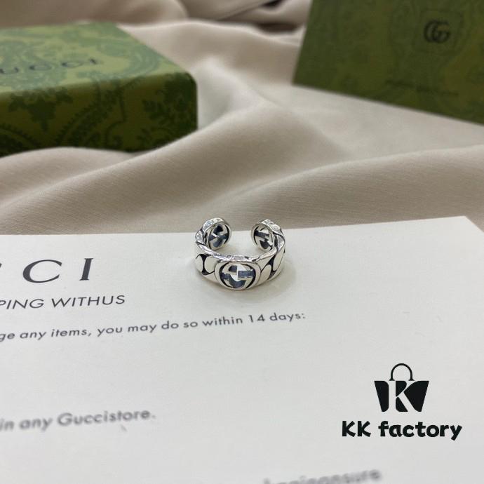 Gucci Gucci 925 Sterling Silver Large Triple G Interlocking Ear Cuff