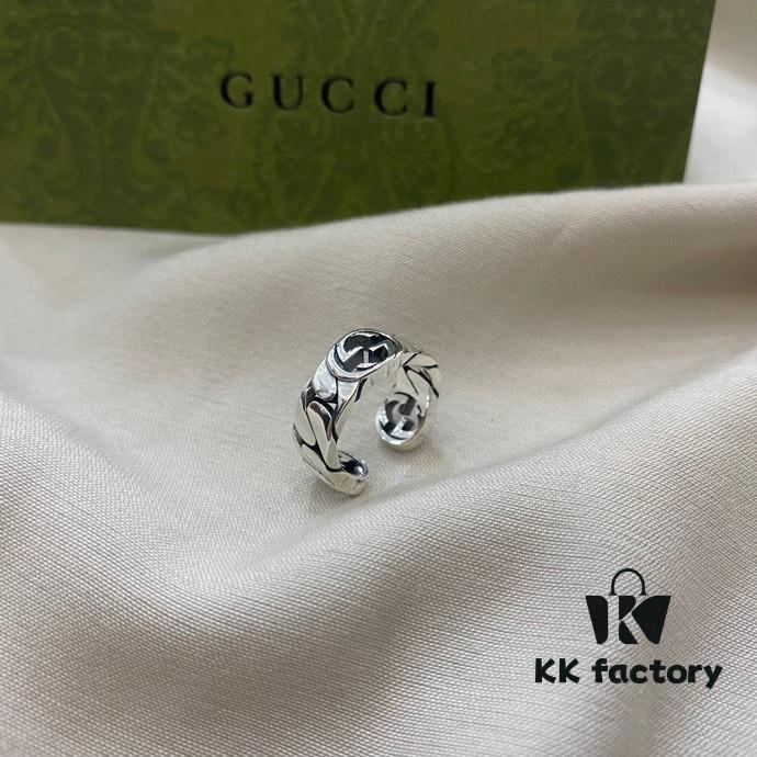 Gucci Gucci 925 Sterling Silver Large Triple G Interlocking Ear Cuff