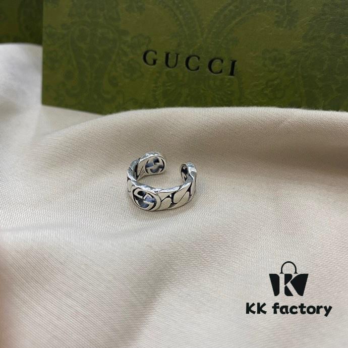Gucci Gucci 925 Sterling Silver Large Triple G Interlocking Ear Cuff