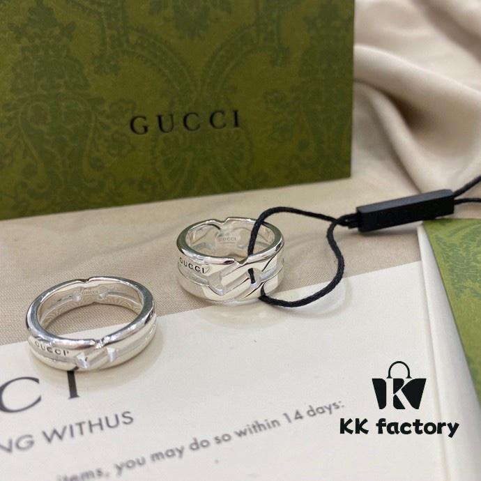 Gucci 925 Sterling Silver Double G Interlocking Ring