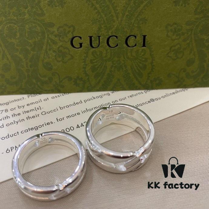 Gucci 925 Sterling Silver Double G Interlocking Ring