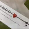 Gucci 925 Sterling Silver Interlocking Double G Enamel Red Heart Bracelet