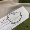 Gucci Interlocking Double G Enamel Blue Heart Bracelet in 925 Sterling Silver