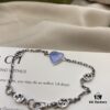 Gucci Interlocking Double G Enamel Blue Heart Bracelet in 925 Sterling Silver
