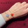 Gucci Interlocking Double G Enamel Blue Heart Bracelet in 925 Sterling Silver