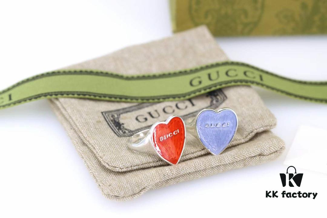 Gucci Enamel Letter Heart Fashion Ring