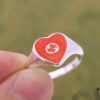 Gucci Interlocking Double G Enamel Heart Fashion Ring
