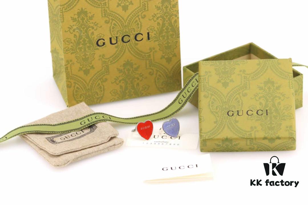 Gucci Enamel Letter Heart Fashion Ring