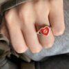 Gucci Interlocking Double G Enamel Heart Fashion Ring