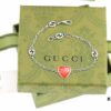 New Arrival💗 Gucci Interlocking Double G Red Enamel Heart Bracelet