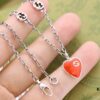 New Arrival💗 Gucci Interlocking Double G Red Enamel Heart Necklace