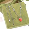 New Arrival💗 Gucci Interlocking Double G Red Enamel Heart Necklace