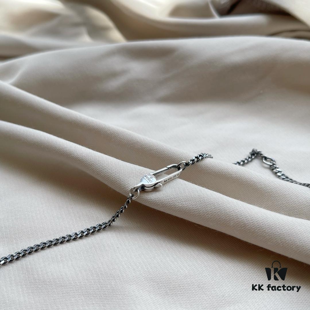 Gucci 925 Sterling Silver Skull Pendant Couple Vintage Necklace