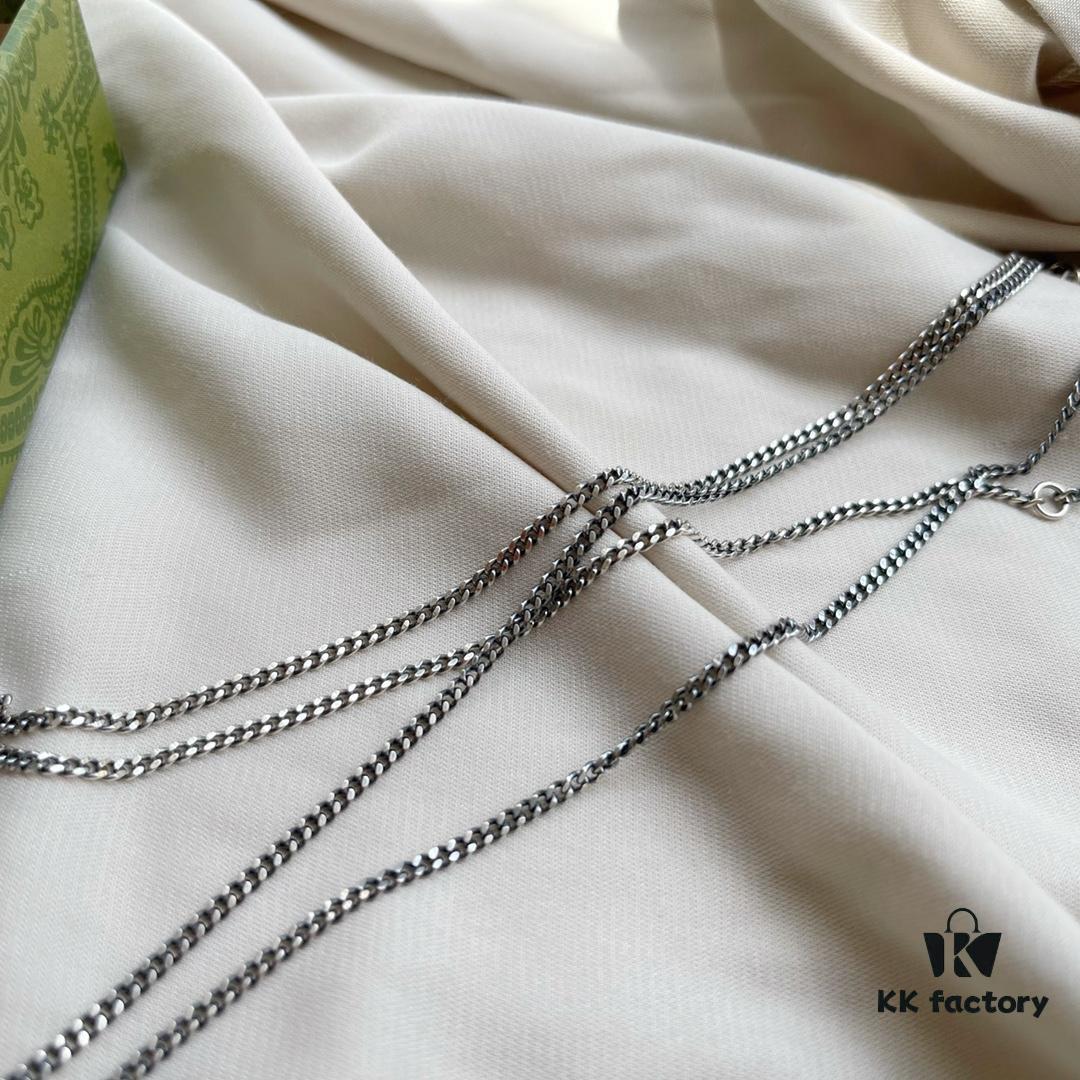 Gucci 925 Sterling Silver Skull Pendant Couple Vintage Necklace