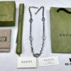 Gucci Vintage Enamel G Logo Aged Silver Necklace