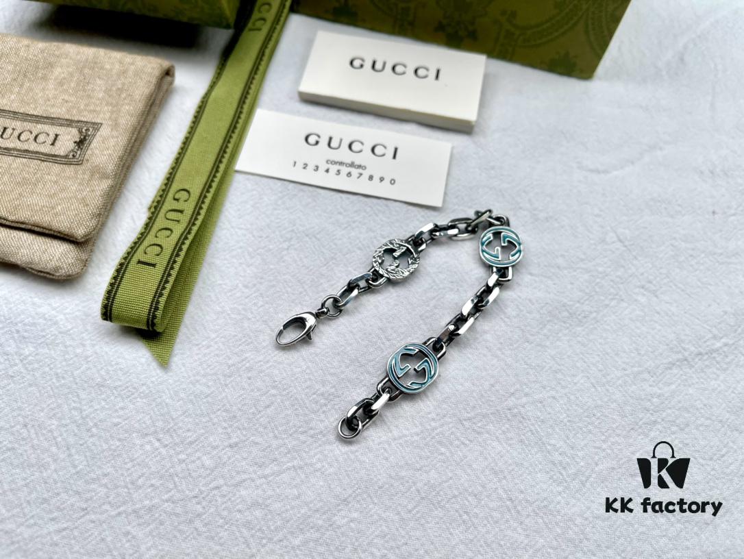 Gucci Vintage Enamel G Logo Aged Bracelet ✨