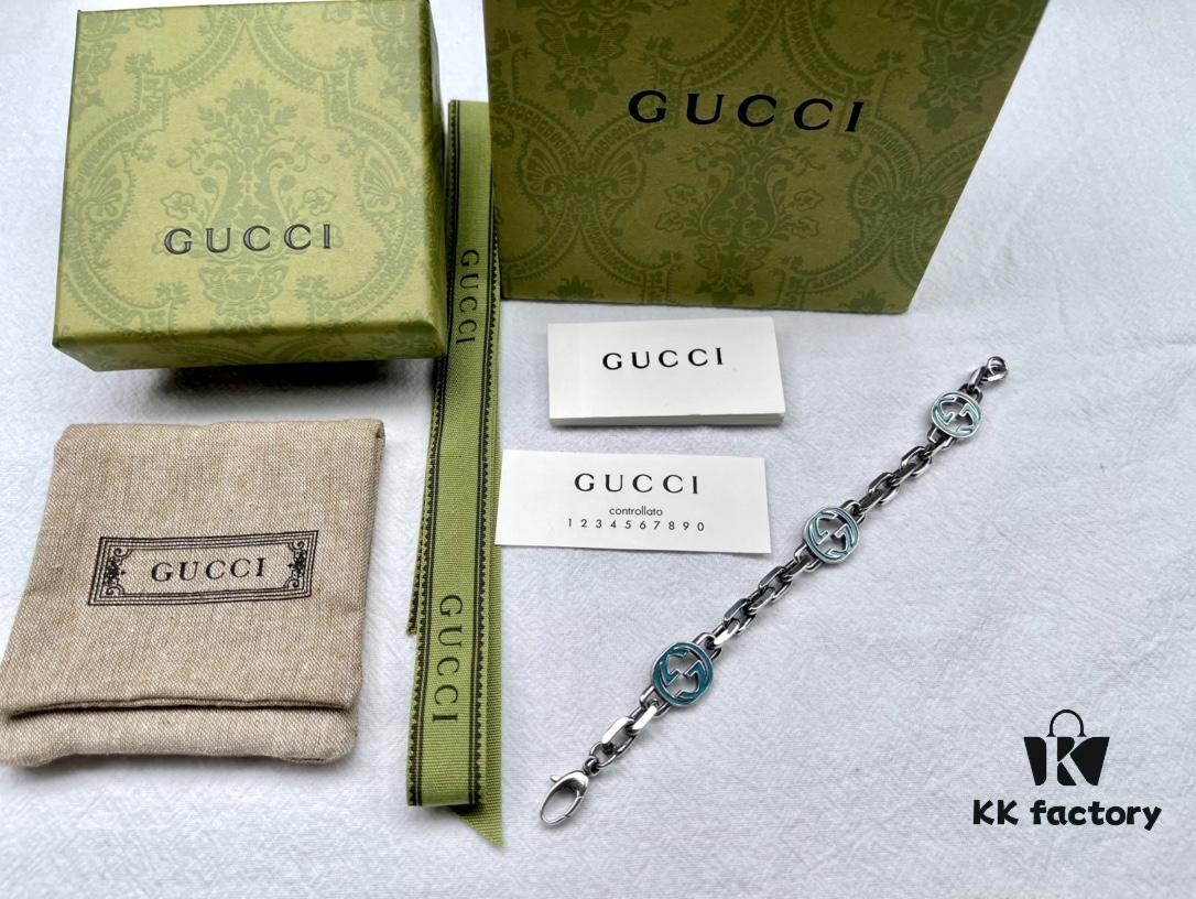 Gucci Vintage Enamel G Logo Aged Bracelet ✨