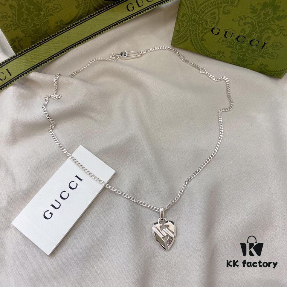 Gucci Gucci 925 Pure Silver Heart Pendant Necklace