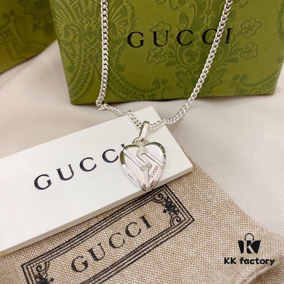 Gucci Gucci 925 Pure Silver Heart Pendant Necklace