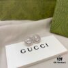 Gucci Gucci 925 Sterling Silver Double G Diamond-Paved Minimalist Stud Earrings