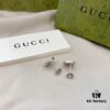 Gucci Gucci 925 Sterling Silver Double G Diamond-Paved Minimalist Stud Earrings